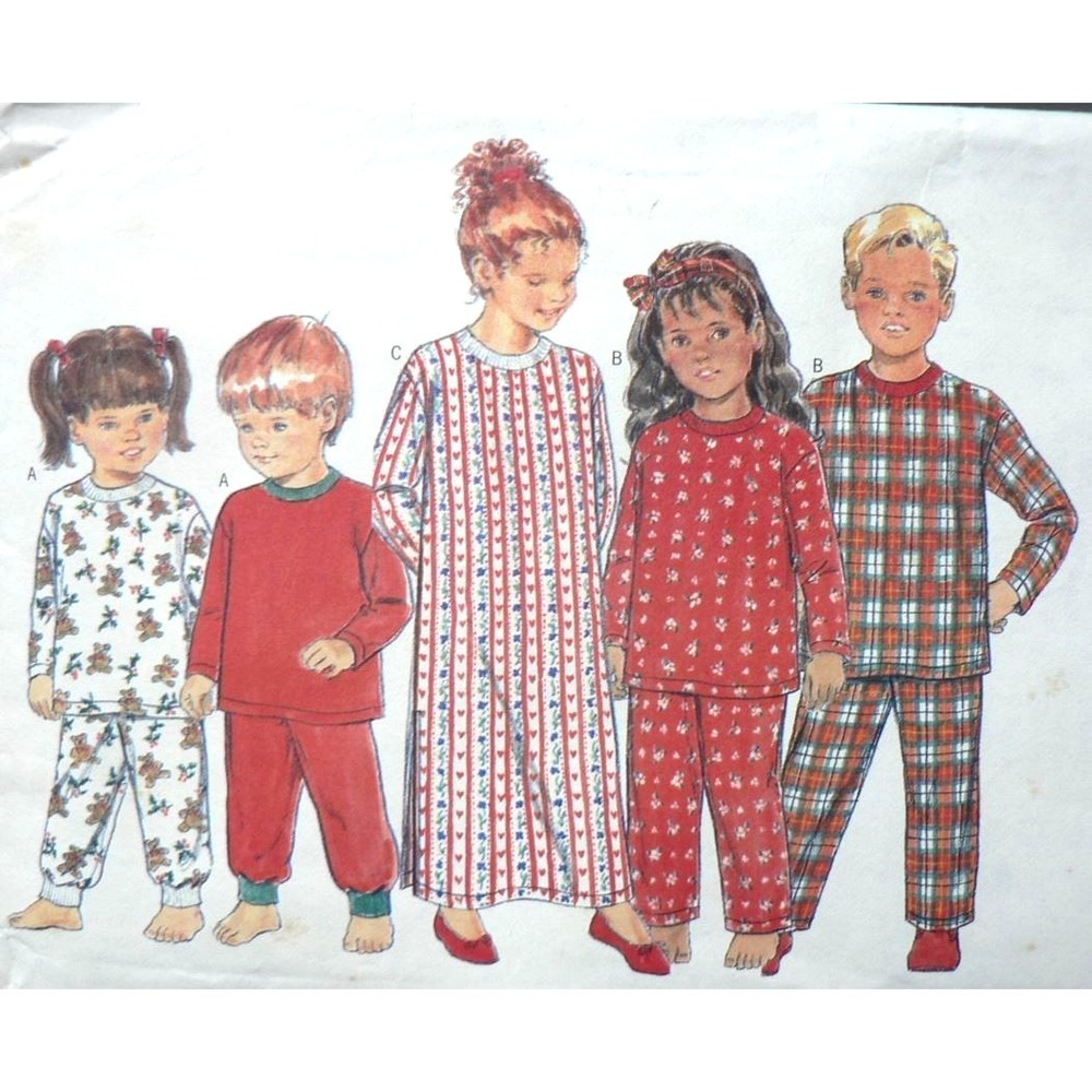 Vintage Butterick Sewing Pattern 4695 Children's Pajamas Pants Top Gown Size 6-8